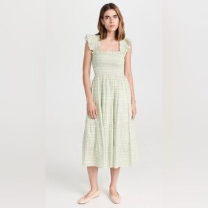 NWT Hill House Home The Ellie Nap Dress in Green Basketweave in a size XXS